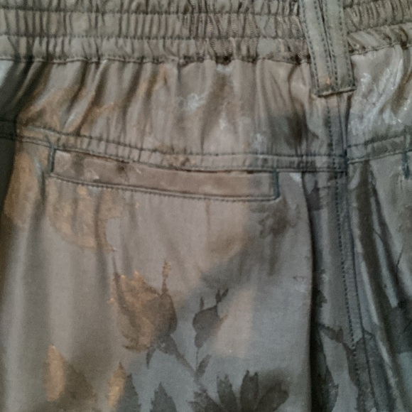 Anthropolie Black Satin Flower Embossed Pants - Picture 6 of 10